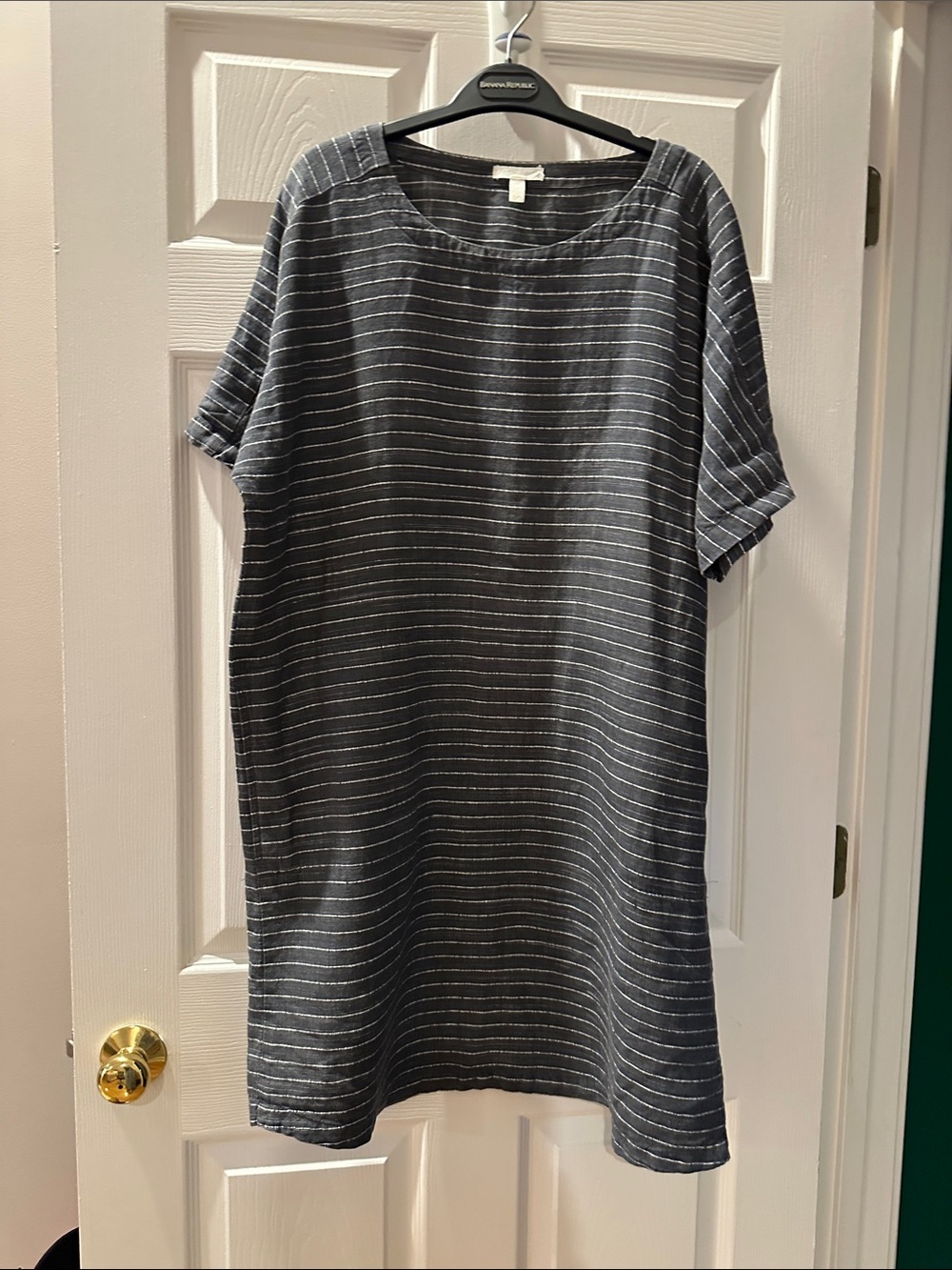 Eileen Fisher Navy & White Striped Knit Top